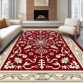 thumbnail image 1 of ODIKA 5'x7' Machine Washable Non-Slip Area Rug, Noble Estate Garden Labyrinth Scroll Treasure Grandeur High Traffic Rug with Pad, Red, 665712, 1 of 8
