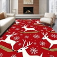 thumbnail image 1 of ODIKA 5'x7' Machine Washable Non-Slip Area Rug, Nordic Deer Toboggan Journey Semicircle Doorstep Decoration High Traffic Rug, Red, 610892, 1 of 7