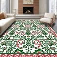 thumbnail image 1 of ODIKA 5'x7' Machine Washable Non-Slip Area Rug, Nordic Fir with Ribbon Accent High Traffic Rug with Pad, Green, 612796, 1 of 8