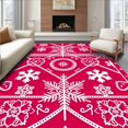 thumbnail image 1 of ODIKA 5'x7' Machine Washable Non-Slip Area Rug, Nordic Inspired Dachshund with Interlocking Snowflake and High Traffic Rug, Red, 646273, 1 of 7