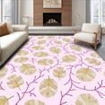 thumbnail image 1 of ODIKA 5'x7' Machine Washable Non-Slip Area Rug, Nordic Motif Featuring Scattered Pine Cones and Sparkling Branch Swirls High Traffic Rug, Pink, 633709, 1 of 7