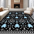 thumbnail image 1 of ODIKA 5'x7' Machine Washable Non-Slip Area Rug, Nordic Reindeer and Fir Tree with Icy Accents High Traffic Rug, Black, 654634, 1 of 7