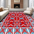 thumbnail image 1 of ODIKA 5'x7' Machine Washable Non-Slip Area Rug, Nordic Snowflake and Cane Motif Winter High Traffic Rug with Pad, Red, 628496, 1 of 8