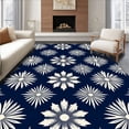 thumbnail image 1 of ODIKA 5x7 Machine Washable Non-Slip Area Rug, Nordic Starburst Motif with Minimalist Detailing High Traffic Rug with Pad, Blue, 478130, 1 of 8