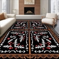 thumbnail image 1 of ODIKA 5'x7' Machine Washable Non-Slip Area Rug, Nordic Winter Pine Branches with Stylized Berry Motif and Merry Lettering High Traffic Rug with Pad, Black, 623649, 1 of 8