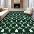 thumbnail image 1 of ODIKA 5'x7' Machine Washable Non-Slip Area Rug, Nordic Woodland Festive with Pine Trees and Snowflake Motifs High Traffic Rug, Green, 621814, 1 of 7