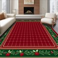 thumbnail image 1 of ODIKA 5'x7' Machine Washable Non-Slip Area Rug, Nostalgic Yuletide Gingham Celebration High Traffic Rug, Red, 607444, 1 of 7