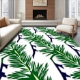 thumbnail image 1 of ODIKA 5'x7' Machine Washable Non-Slip Area Rug, Ocean Breeze Palm Frond with Scattered Starfish and Nautical Stripes High Traffic Rug, Green, 713935, 1 of 7