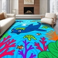 thumbnail image 1 of ODIKA 5'x7' Machine Washable Non-Slip Area Rug, Ocean Friends Customized Whale Sea Design High Traffic Rug with Pad, Blue, 683347, 1 of 8