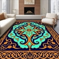 thumbnail image 1 of ODIKA 5'x7' Machine Washable Non-Slip Area Rug, Ocean Waves Design with Nautical Compass High Traffic Rug, Orange, 703533, 1 of 7