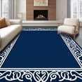 thumbnail image 1 of ODIKA 5'x7' Machine Washable Non-Slip Area Rug, Oceanic Wave Scroll Design with Seashell Border High Traffic Rug, Blue, 550206, 1 of 7