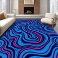 thumbnail image 1 of ODIKA 5x7 Machine Washable Non-Slip Area Rug, Oceanic Waves Abstract Luxury Decorative Artistic Flowing Design High Traffic Rug with Pad, Blue, 489907, 1 of 8