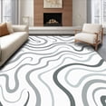 thumbnail image 1 of ODIKA 5'x7' Machine Washable Non-Slip Area Rug, Optical Illusion Waveform with Layered Zigzag and Gradients High Traffic Rug with Pad, Gray, 703235, 1 of 8