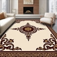 thumbnail image 1 of ODIKA 5'x7' Machine Washable Non-Slip Area Rug, Opulent Medallion Motif with Ornate Scrollwork and Filigree Accents High Traffic Rug, Brown, 616706, 1 of 7