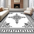 thumbnail image 1 of ODIKA 5'x7' Machine Washable Non-Slip Area Rug, Ornamental Medallion Mosaic with Filigree Edges and Faded Petals High Traffic Rug, Black, 472697, 1 of 7
