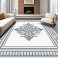 thumbnail image 1 of ODIKA 5'x7' Machine Washable Non-Slip Area Rug, Ornate Medallion Motif with Architectural Border Detailing High Traffic Rug with Pad, Blue, 575411, 1 of 8