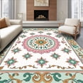 thumbnail image 1 of ODIKA 5'x7' Machine Washable Non-Slip Area Rug, Ornate Palais Motif with Flourishes and Vintage Charm High Traffic Rug, Pink, 517373, 1 of 7