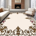 thumbnail image 1 of ODIKA 5'x7' Machine Washable Non-Slip Area Rug, Ornate Rococo Scrollwork with Fleur de and Baroque Blossom Details High Traffic Rug with Pad, Brown, 541726, 1 of 8