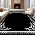 thumbnail image 1 of ODIKA 5'x7' Machine Washable Non-Slip Area Rug, Ornate Sonata with Flourished Staff and Artistic Melody Details High Traffic Rug with Pad, Black, 731038, 1 of 8