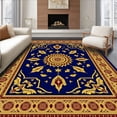 thumbnail image 1 of ODIKA 5x7 Machine Washable Non-Slip Area Rug, Ornate with Intricate Floral Mihrab Design High Traffic Rug with Pad, Blue, 663538, 1 of 8
