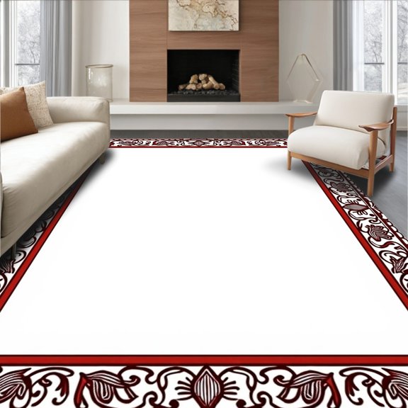 ODIKA 5x7 Machine Washable Non-Slip Area Rug, Paisley Scroll Easy Clean High Traffic Rug, Red, 486765