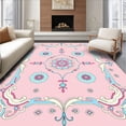 thumbnail image 1 of ODIKA 5'x7' Machine Washable Non-Slip Area Rug, Pastel Blossom with Ornate Interlocking Motifs High Traffic Rug, Pink, 530735, 1 of 7