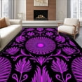 thumbnail image 1 of ODIKA 5'x7' Machine Washable Non-Slip Area Rug, Peacock Plume with Spiraling Feather Motifs and Festival Details High Traffic Rug with Pad, Black, 704519, 1 of 8