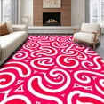 thumbnail image 1 of ODIKA 5'x7' Machine Washable Non-Slip Area Rug, Peppermint Swirl Festive Spiral Accent Interlocking Holiday High Traffic Rug with Pad, Pink, 733312, 1 of 8
