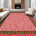 thumbnail image 1 of ODIKA 5'x7' Machine Washable Non-Slip Area Rug, Peppermint Twist Checkered Interlocking Holiday Design High Traffic Rug with Pad, Red, 621886, 1 of 8