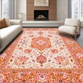 thumbnail image 1 of ODIKA 5'x7' Machine Washable Non-Slip Area Rug, Lively Orange Garden Inspired High Traffic Rug with Pad, Orange, 20593, 1 of 8