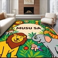 thumbnail image 1 of ODIKA 5'x7' Machine Washable Non-Slip Area Rug, Personalized Safari Adventure With Name For Playful High Traffic Rug, Green, 683358, 1 of 7