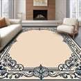 thumbnail image 1 of ODIKA 5'x7' Machine Washable Non-Slip Area Rug, Pistol Outline with Stylized Swirling Baroque High Traffic Rug with Pad, Beige, 669027, 1 of 8