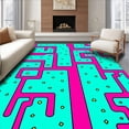 thumbnail image 1 of ODIKA 5'x7' Machine Washable Non-Slip Area Rug, Pixel Maze Interlocking Pathways Anime Inspired Digital High Traffic Rug, Pink, 699932, 1 of 7
