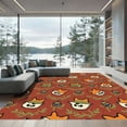 thumbnail image 1 of ODIKA 5'x7' Machine Washable Non-Slip Area Rug, Playful Fox Faces and Acorn Cluster Design High Traffic Rug, Brown, 911218, 1 of 7