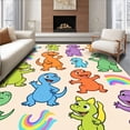 thumbnail image 1 of ODIKA 5'x7' Machine Washable Non-Slip Area Rug, Playful Jurassic Adventure Dino Print Floor High Traffic Rug, Beige, 681097, 1 of 7