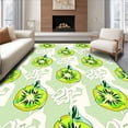 thumbnail image 1 of ODIKA 5'x7' Machine Washable Non-Slip Area Rug, Playful Kiwi Themed Alphabet Design Featuring Interlocking Fruit and Letters High Traffic Rug, Green, 689255, 1 of 7