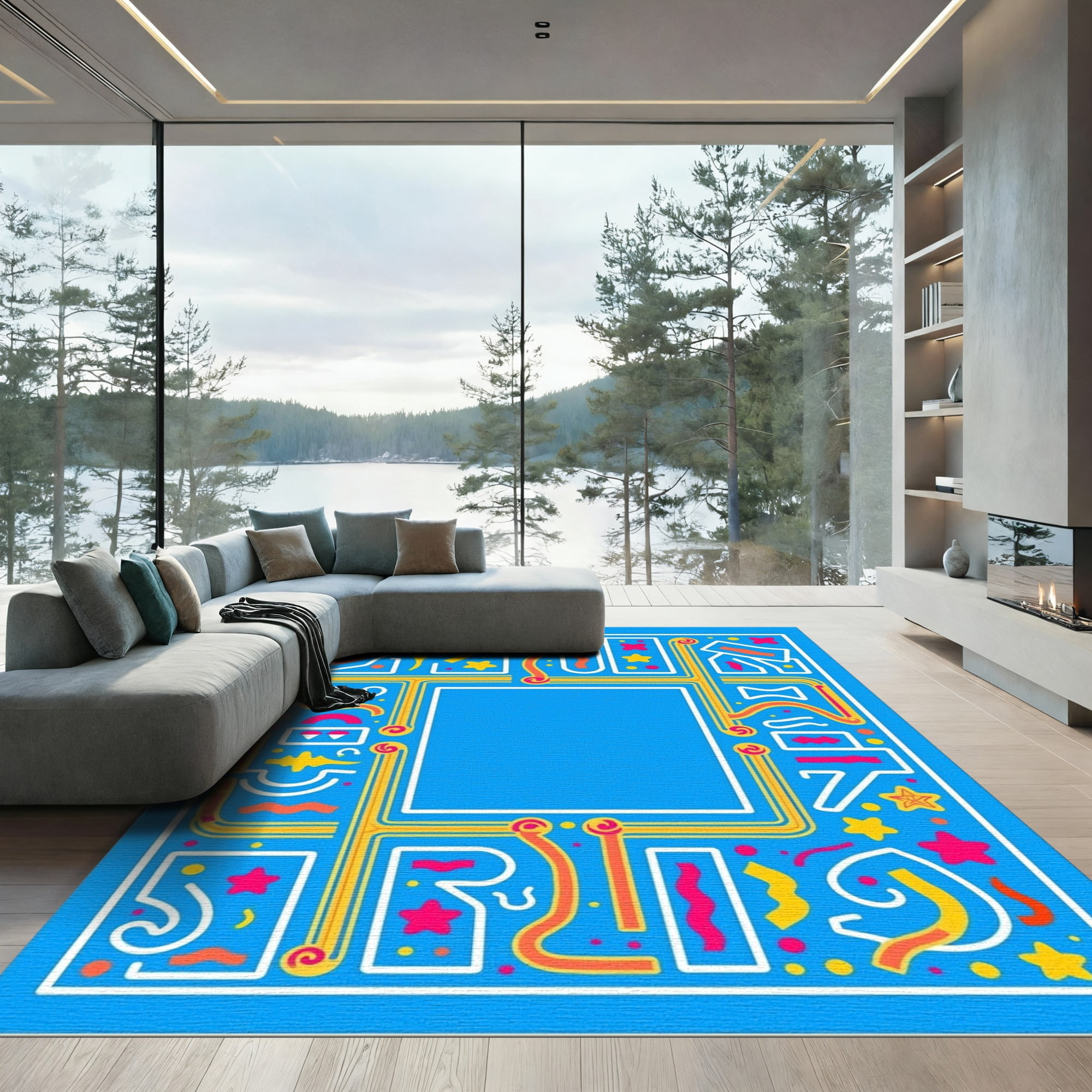 ODIKA 5'x7' Machine Washable Non-Slip Area Rug, Playful Learning Maze ...