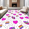 thumbnail image 1 of ODIKA 5'x7' Machine Washable Non-Slip Area Rug, Playful Mosaic with Interlocking Radiant Bands and Confetti Details High Traffic Rug, Pink, 556702, 1 of 7
