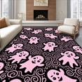 thumbnail image 1 of ODIKA 5'x7' Machine Washable Non-Slip Area Rug, Playful Phantom Trio Featuring Whimsical Cartoon Spirits High Traffic Rug, Black, 725625, 1 of 7