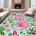 thumbnail image 1 of ODIKA 5'x7' Machine Washable Non-Slip Area Rug, Playful Russet Wildlife Enchanting Floral Fauna Embellishment High Traffic Rug with Pad, Pink, 463017, 1 of 8