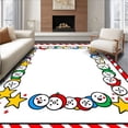 thumbnail image 1 of ODIKA 5'x7' Machine Washable Non-Slip Area Rug, Playful Snowman Parade with Cane Borders and Motifs High Traffic Rug with Pad, Red, 739420, 1 of 8