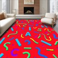 thumbnail image 1 of ODIKA 5'x7' Machine Washable Non-Slip Area Rug, Playful Tracks and Letters with Artistic Train Route Animated Alphabet High Traffic Rug with Pad, Red, 695143, 1 of 8