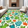 thumbnail image 1 of ODIKA 5'x7' Machine Washable Non-Slip Area Rug, Playful Wetland Animals Botanical Garden Floor High Traffic Rug, Green, 726697, 1 of 7