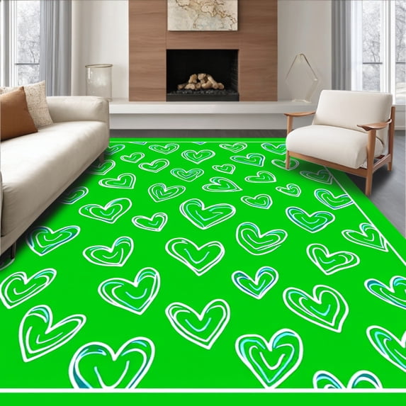 ODIKA 5'x7' Machine Washable Non-Slip Area Rug, Prismatic Shaped Design Featuring Radiant Colorful Mesh High Traffic Rug, Green, 649838