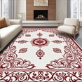 thumbnail image 1 of ODIKA 5'x7' Machine Washable Non-Slip Area Rug, Quatrefoil Medallion Boho Style Indoor Floor Covering High Traffic Rug, Red, 667322, 1 of 7