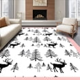 thumbnail image 1 of ODIKA 5'x7' Machine Washable Non-Slip Area Rug, Reindeer Forest Scene Seasonal Floor Covering High Traffic Rug with Pad, Black, 505539, 1 of 8