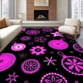 thumbnail image 1 of ODIKA 5'x7' Machine Washable Non-Slip Area Rug, Retro Festive Ornament with Shimmering Twinkle Accents High Traffic Rug, Black, 652809, 1 of 7