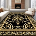 thumbnail image 1 of ODIKA 5'x7' Machine Washable Non-Slip Area Rug, Retro Floral Damask Ornamental Heritage Embellished Charm High Traffic Rug, Black, 484157, 1 of 7