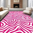 thumbnail image 1 of ODIKA 5'x7' Machine Washable Non-Slip Area Rug, Retro Swirl Featuring Interlocking Waves and Playful Design High Traffic Rug, Pink, 557722, 1 of 7