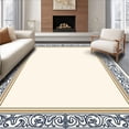 thumbnail image 1 of ODIKA 5'x7' Machine Washable Non-Slip Area Rug, Rococo Flourish Design with Ornamental Scroll Borders High Traffic Rug with Pad, Ivory, 551654, 1 of 8
